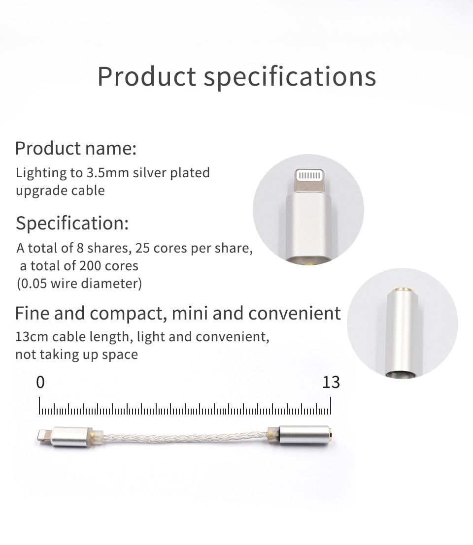 ขาย KZ Lightning to 3.5mm สายทองแดง OFC ชุบเงินถัก