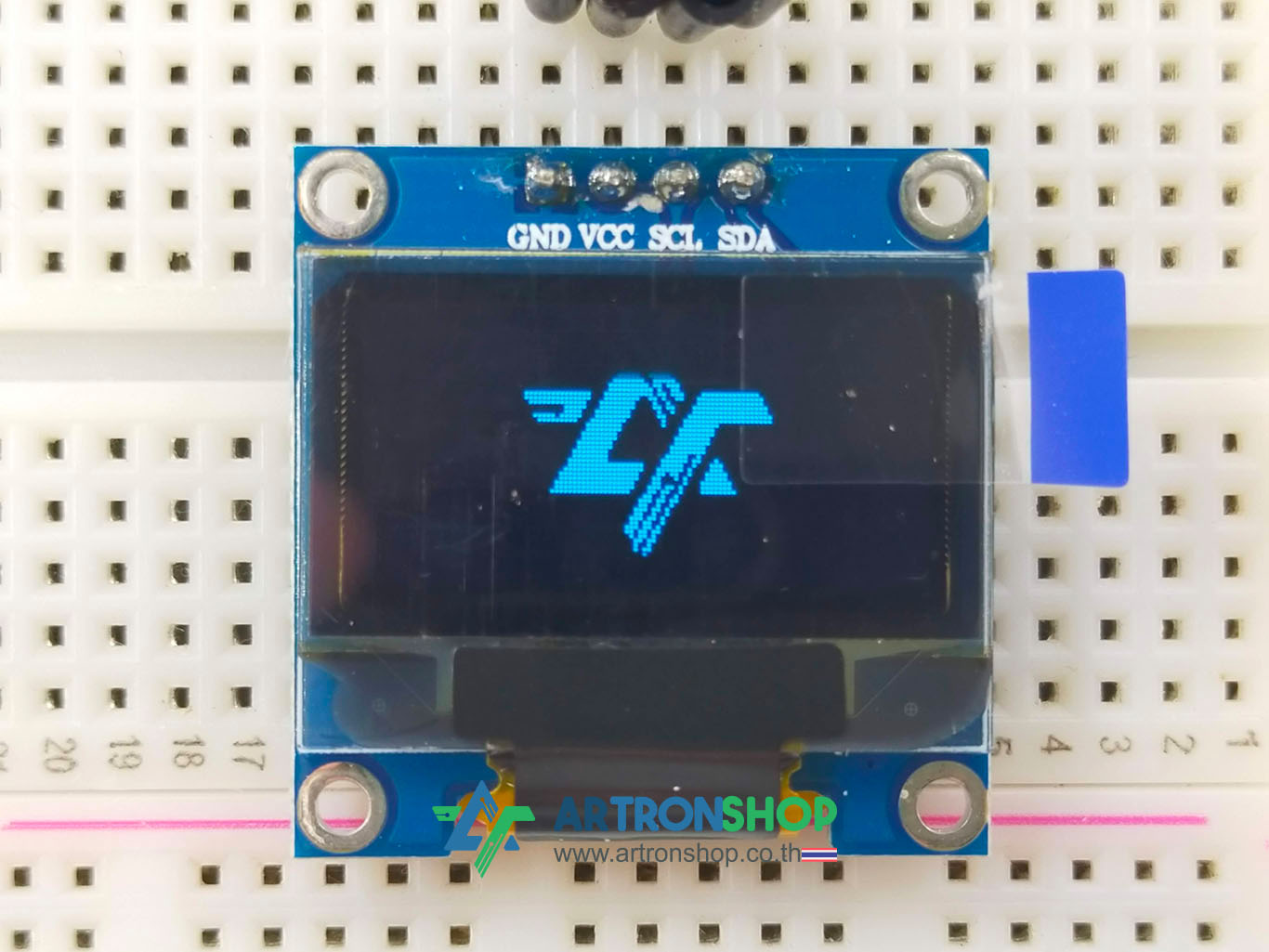 จอ OLED 0.96 นิ้ว สีฟ้า 128x64 I2C