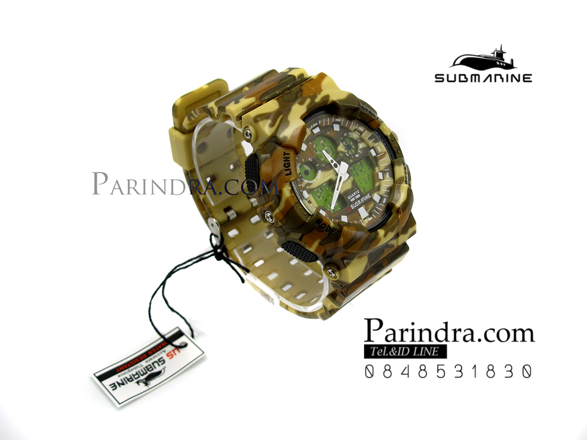 นาฬิกา US submarine รุ่น TP3176M (Military) สีลายพรางทหารสีน้ำตาล หน้าปัดพื้นเขียว