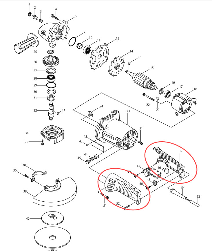 ด้ามจับหินเจียร Makita มากีต้า GA7001, 7001L Pn.181390-1 (แท้) ##