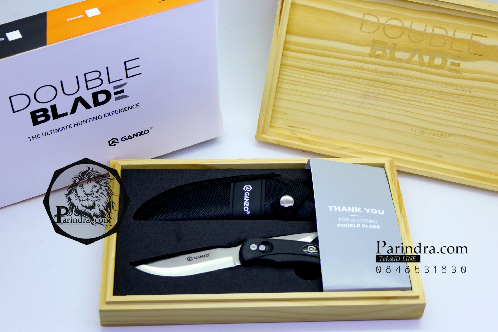 มีดใบตายเดินป่า Ganzo Double Blade Knife มีสองใบมีด กานโซ่ รุ่น G-802 สีดำ รุ่นใหม่ ล่าสุด ของแท้ 100%