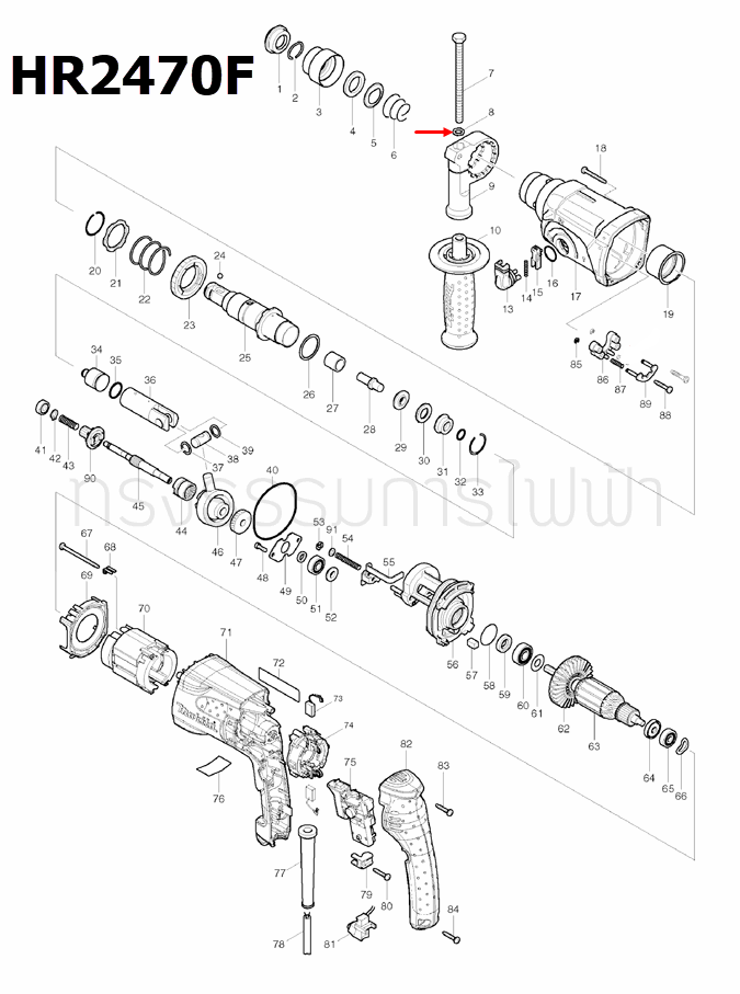 Hex. Washer สว่านโรตารี่ Makita MT814, HR2470F, M8100B Pn.345280-4 (แท้) ##