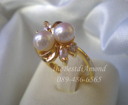 BR701-PR+++แหวนมุก in the flower+++มุกแท้ มุกน้ำจืด ประดับด้วยเพชร CZ ดีไซน์สวยหรู ดูภูมิฐาน ใส่แล้วดูดีมากๆๆ ดูผู้ดีสุดๆ