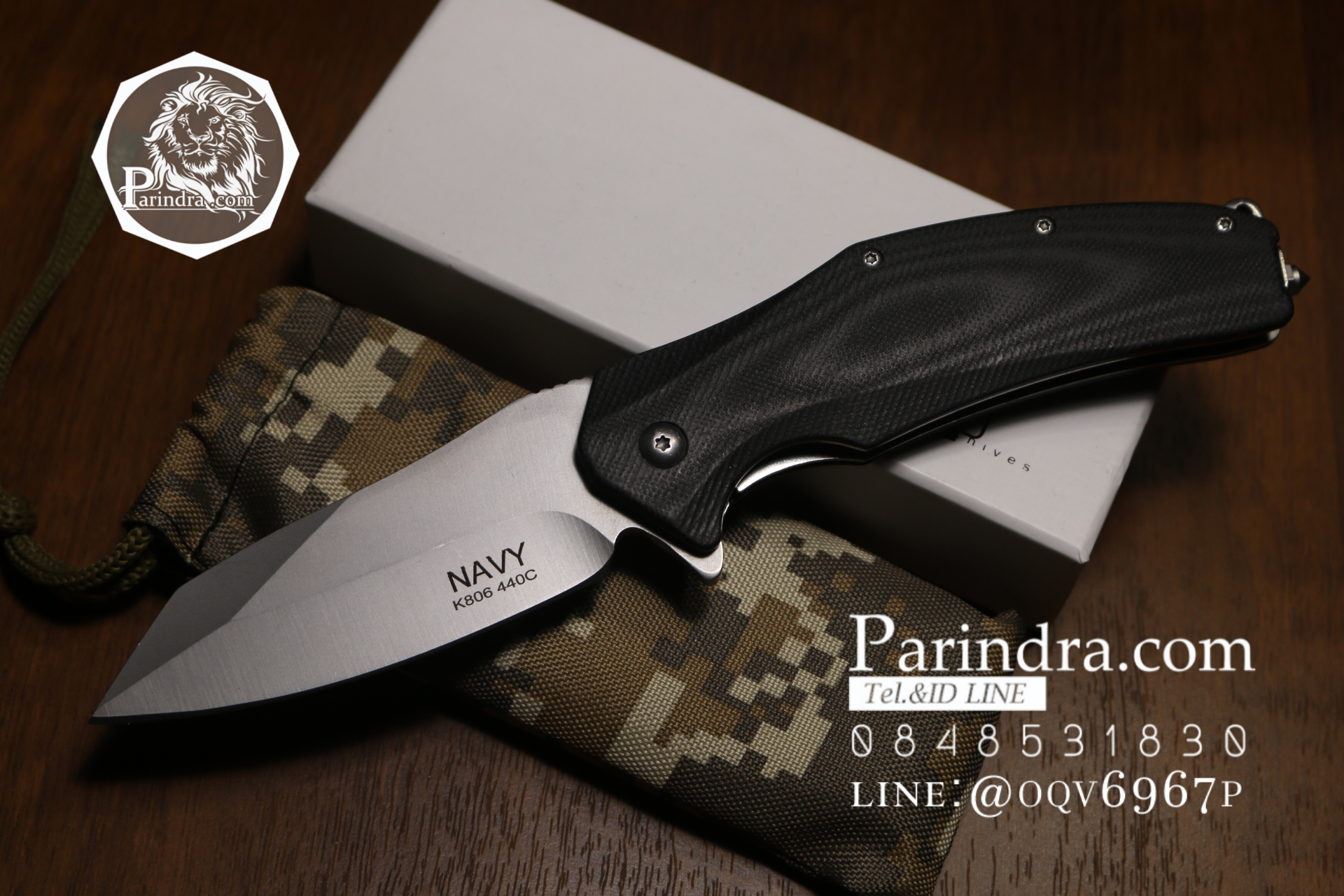 มีดพับ Navy รุ่น K806B สีดำ ใบสีเงิน ด้าม G10 ทรงสวย ของแท้ 100%