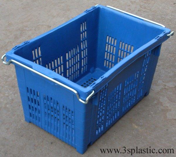 ลังพลาสติก หูเหล็กตะกร้าผลไม้หูเหล็ก บรรจุ25kg. ขนาด 38 x 59 x 33 HDPE เบอร์ 427้