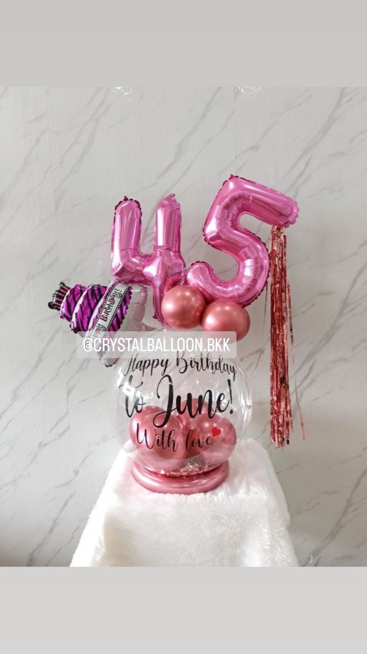 ลูกโป่ง วันเกิด Bubble ขนาด 18" พร้อม ฟอยล์ตัวเลข ขนาด 16" 2 ชิ้น พร้อมตกแต่ง สามารถเปลี่ยนสีลูกโป่ง/เปลี่ยนข้อความ/เปลี่ยนขนาดได้