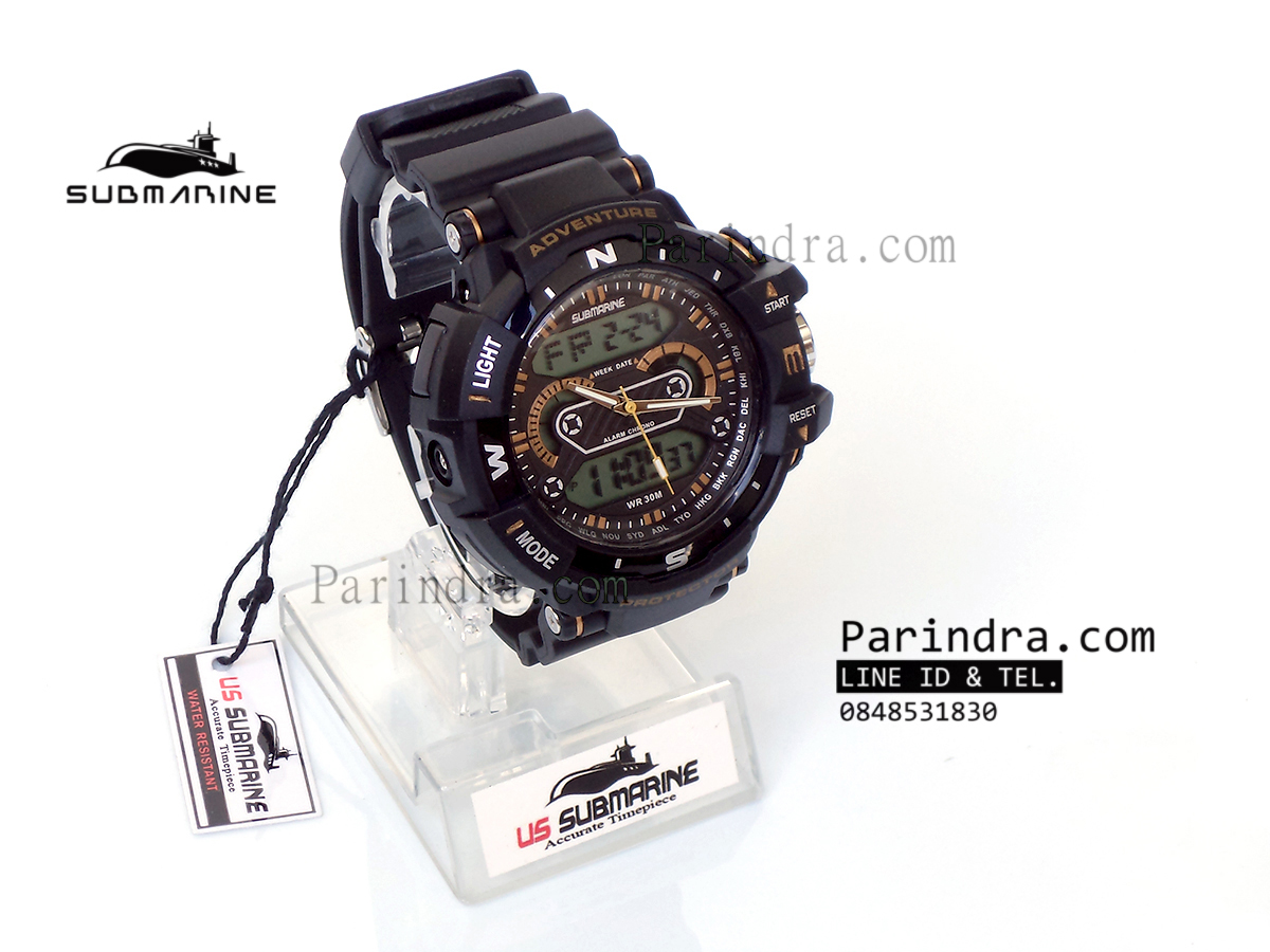 นาฬิกา US submarine Protector รุ่น TP3161M สีดำตัดทองกรอบเข็มทิศ
