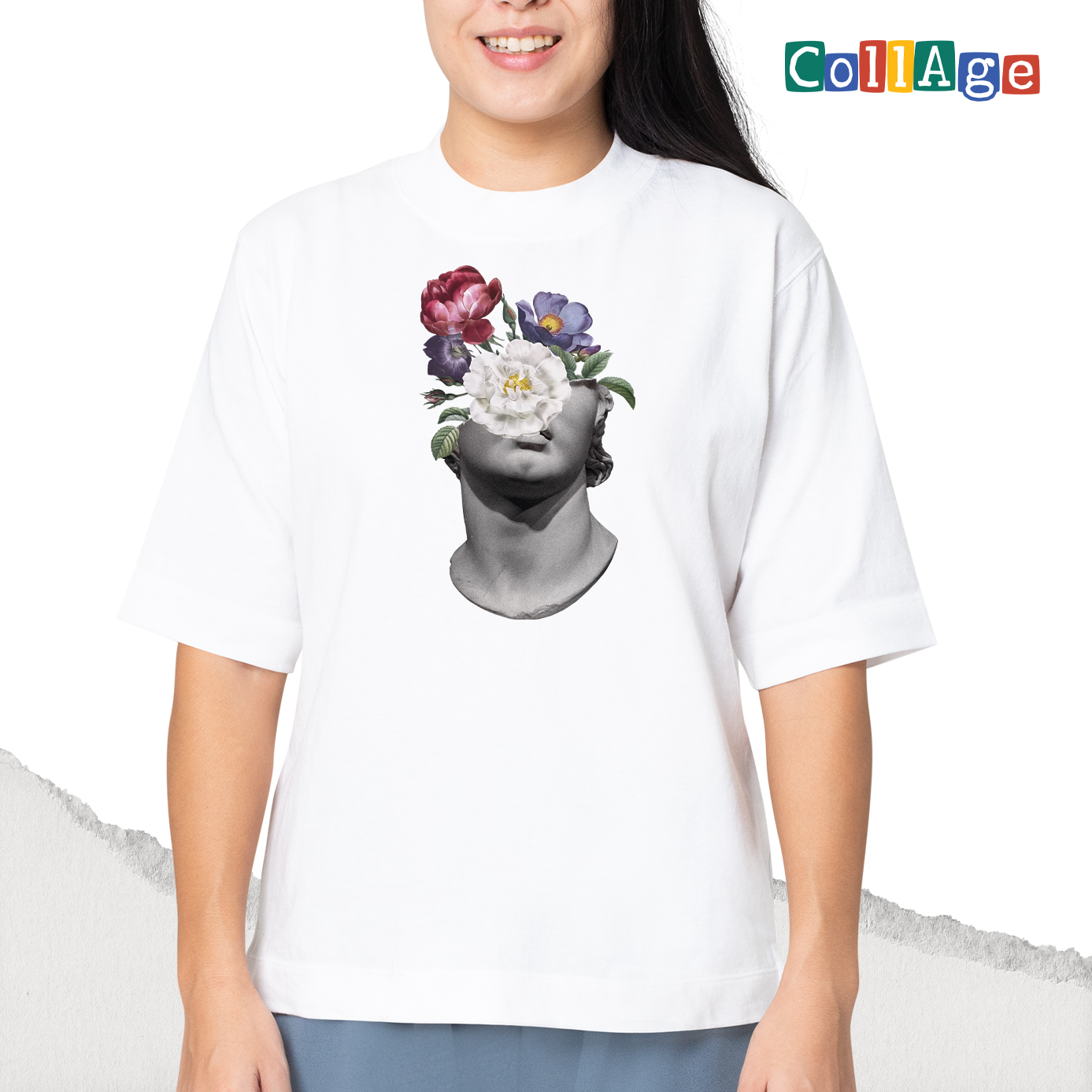 เสื้อยืดพิมพ์ลาย Collage COOL I รหัส CEA00467 สีขาว #เสื้อยืด #Collage