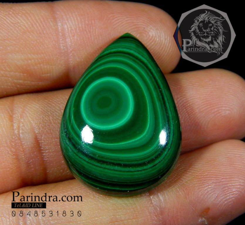 หินแร่มาลาไคท์ Malachite ขัดมันทรงหยดน้ำ ลวดลายสวยงาม #MLC 000