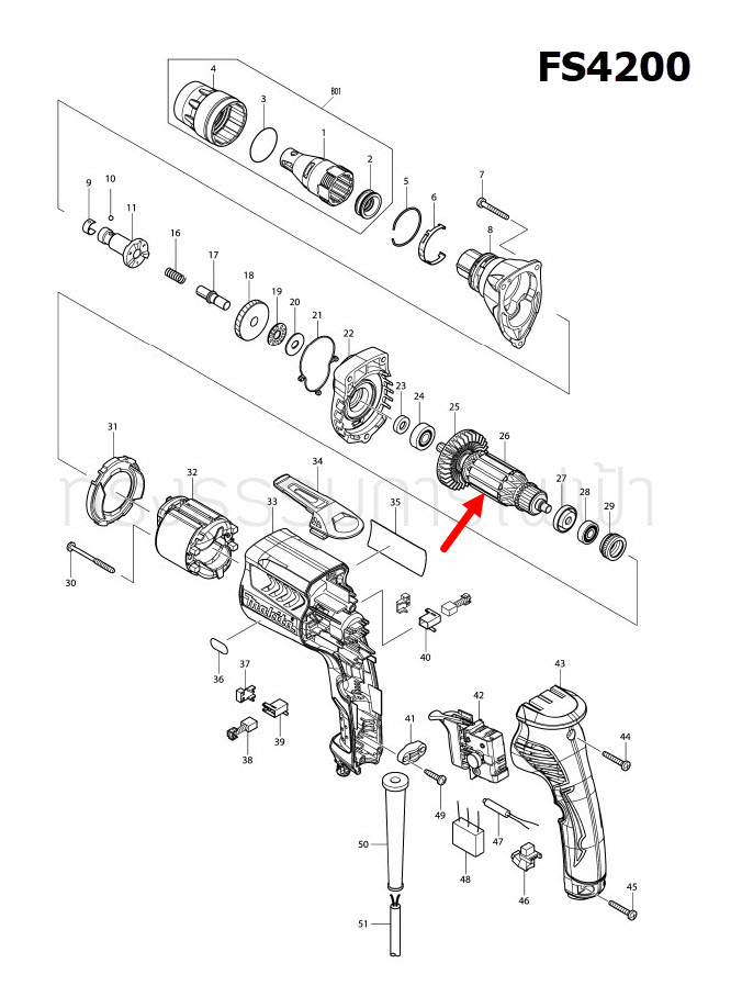 ทุ่น ไขควงไฟฟ้าปรับรอบ Makita มากีต้า FS4200, FS4300 (แท้) ##