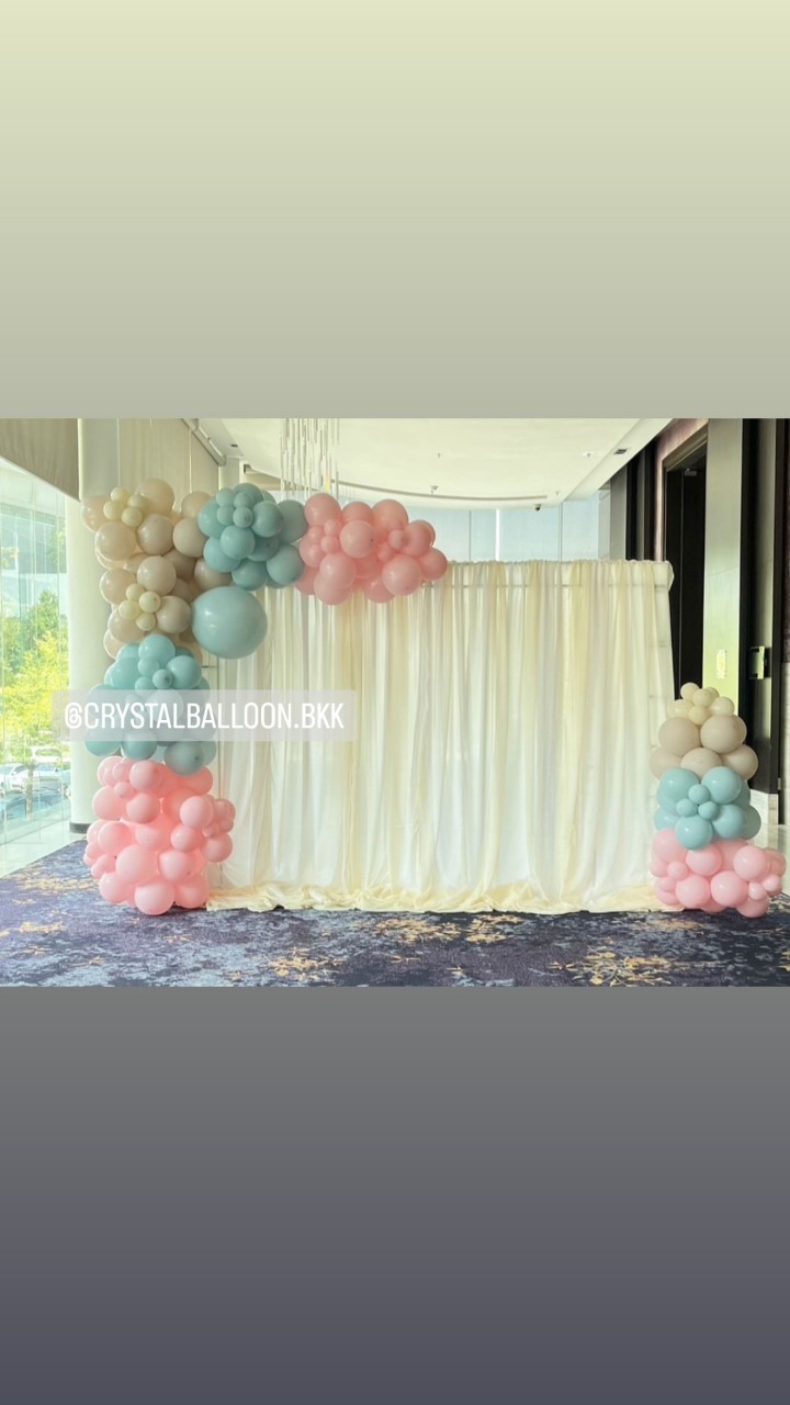 Organic Backdrop เปิดงาน ขนาด 3 เมตร Theme พาสเทล (ราคาไม่รวมฉาก) พร้อมตกแต่ง สามารถเปลี่ยนสีลูกโป่งได้