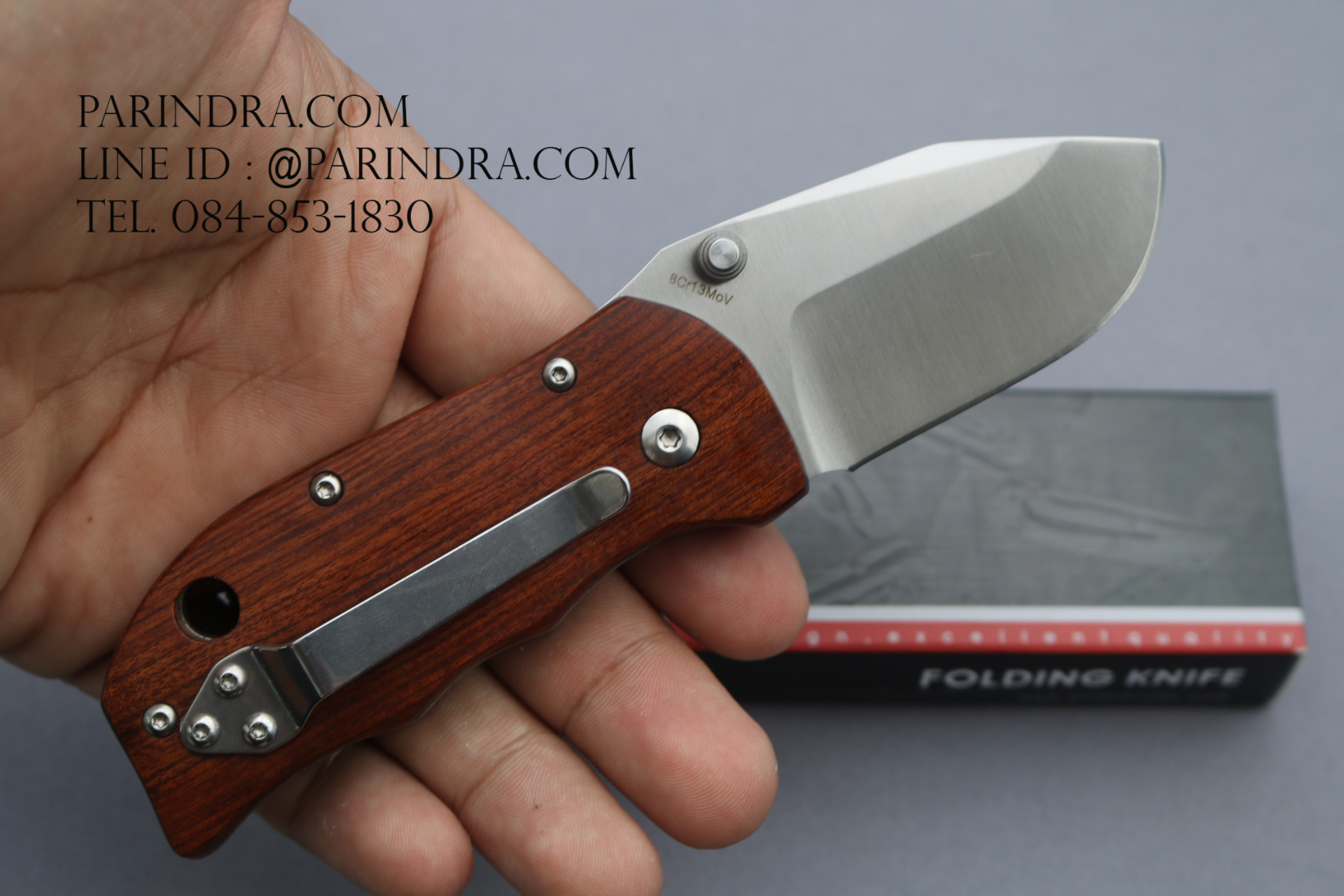 มีดพับ Enlan M027 ด้ามไม้ ใบมีดหนาๆ (ของแท้100%)