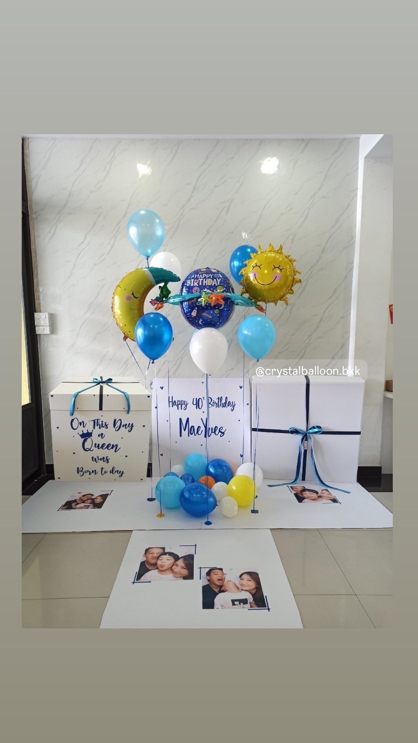 Jumbo box 36" Happy Brithday Surprise Box กล่องเซอร์ไพรส์วันเกิด พร้อม ฟอยล์การตูน 18" 3 ชิ้น ลูกโป่ง 4 ลูก , พร้อมตกเเต่ง สามารถใส่รูปได้ 4 ใบ สามารถเปลี่ยนสีลูกโป่ง/เปลี่ยนข้อความ/เปลี่ยนสีฟอยล์ตกเเต่งได้