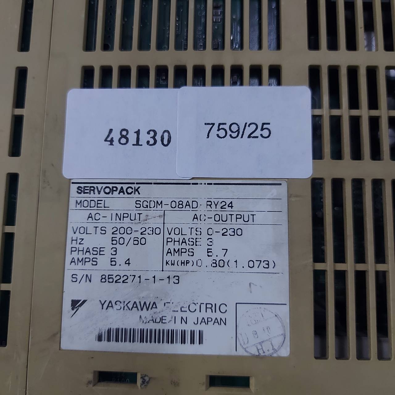 SGDM-08AD-RY24 SERVO DRIVE " YASKAWA "