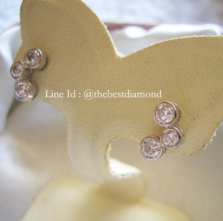 BE030RD ต่างหูน่ารักๆๆ ดีไซน์วงกลม 3 วง ไล่ลงมา สวย เรียบ หรู ดูดี เพชรCZ ฝังหุ้ม