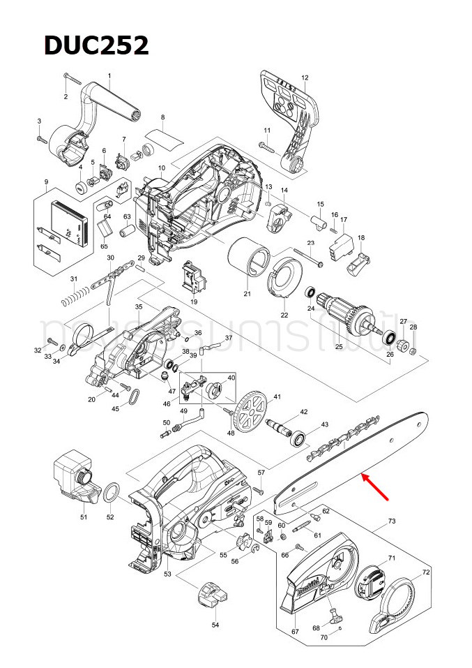 บาร์ 10" เลื่อยโซ่ไร้สาย Makita มากีต้า รุ่น DUC252 Pn.DCS232T (แท้) ##