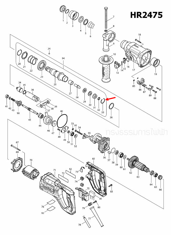 RING SPRING 28 สว่านโรตารี่ Makita-มากีต้า HR2475 [#33] Pn.233917-4 (แท้) ##