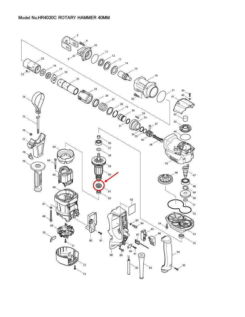 แหวนยาง สว่านโรตารี่ Makita มากีต้า HR4030C [#61] Pn.681650-6 (แท้) ##