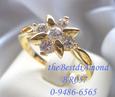 แหวนเพชร ดอกไม้สำหรับสาวๆที่มีดอกไม้ในหัวใจค่ะ วงนี้สวยนะคะ รหัส BR057 ชุปทองแท้ 24 K 5 ไมครอน