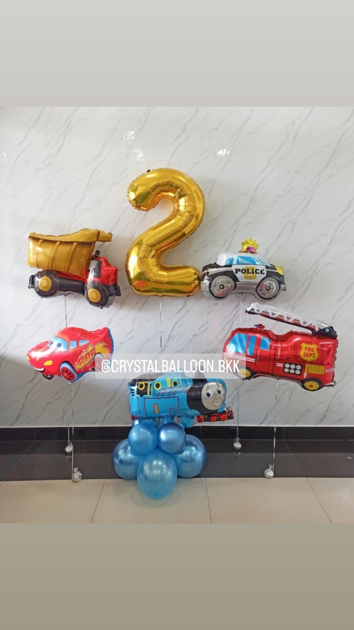 ลูกโป่ง วันเกิดเด็ก Theme รถบรรทุก,รถดับเพลิง,รถตำรวจ,รถแข่ง,รถไฟโทมัส พร้อม ฟอยล์ตัวเลข ขนาด 40" 1 ชิ้น พร้อมตกเเต่ง สามารถเปลี่ยนสี-ฟอยล์ตัวเลข/เปลี่ยนสี-ฟอยล์ตกแต่งได้
