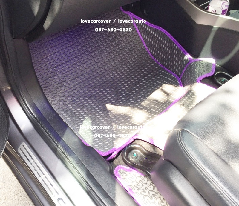 ขายพรมปูพื้นรถเข้ารูป honda city 2014 ลายธนูสีเทาขอบม่วง