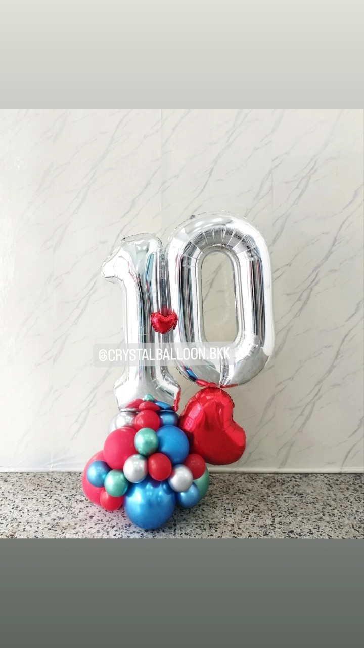 ลูกโป่ง วันเกิดเด็ก ฟอยล์ตัวเลข ขนาด 40" ตั้งฐานคู่ 1 ชิ้น พร้อมตกแต่ง สามารถเปลี่ยนสีลูกโป่ง/เปลี่ยนสี-ฟอยล์ตัวเลข/เปลี่ยนฟอยล์ตกแต่งได้