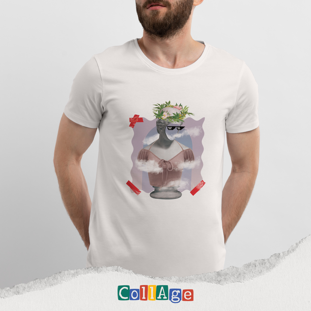 เสื้อยืดพิมพ์ลาย Collage Smoke Cannabis II รหัส CEA00475 สีขาว #เสื้อยืด #Collage