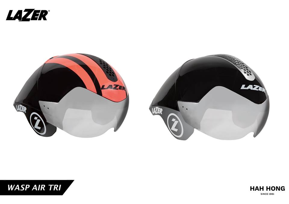 หมวก LAZER WASP AIR TRI, สีโครมดำ และดำส้มอมแดง ขนาด M-L