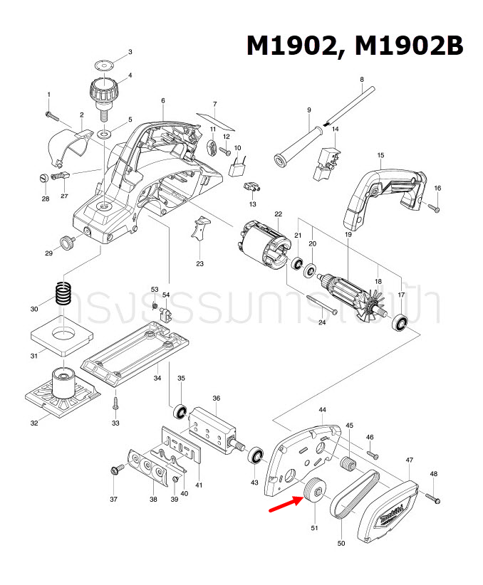 V PULLEY กบไสไม้ไฟฟ้า Maktec มาคเทค, Makita มากีต้า MT190, M1901, M1901B, M1902, M1902B [#51] Pn.222164-2 (แท้) ##