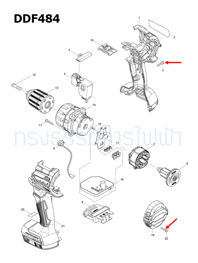 TAPPING SCREW 3X16 สว่านไขควงกระแทกไร้สาย มากีต้า Makita TM30D, DF032D, BTM40, DTM40, BTM50, DTM50, DTD153, DTD154, DDF484 Pn.266429-2 (แท้) ##
