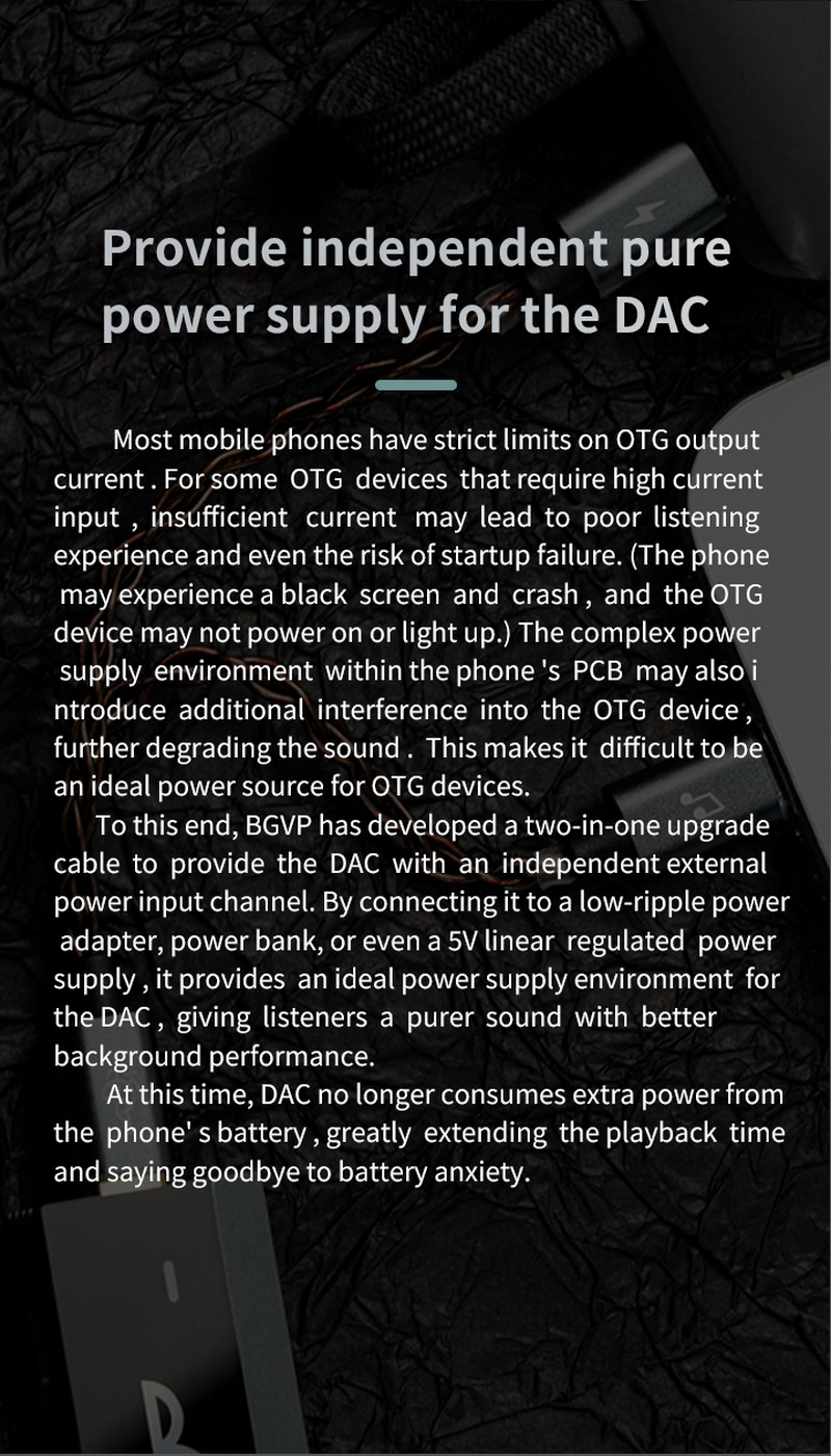 BGVP TC-1 สายอัพเกรดแบบ 2 in 1 สำหรับ DAC ต่อกับ มือถือ ใช้แหล่งจ่ายไฟแยก ให้เสียงที่บริสุทธิ์ยิ่งขึ้น ประกันศูนย์ไทย