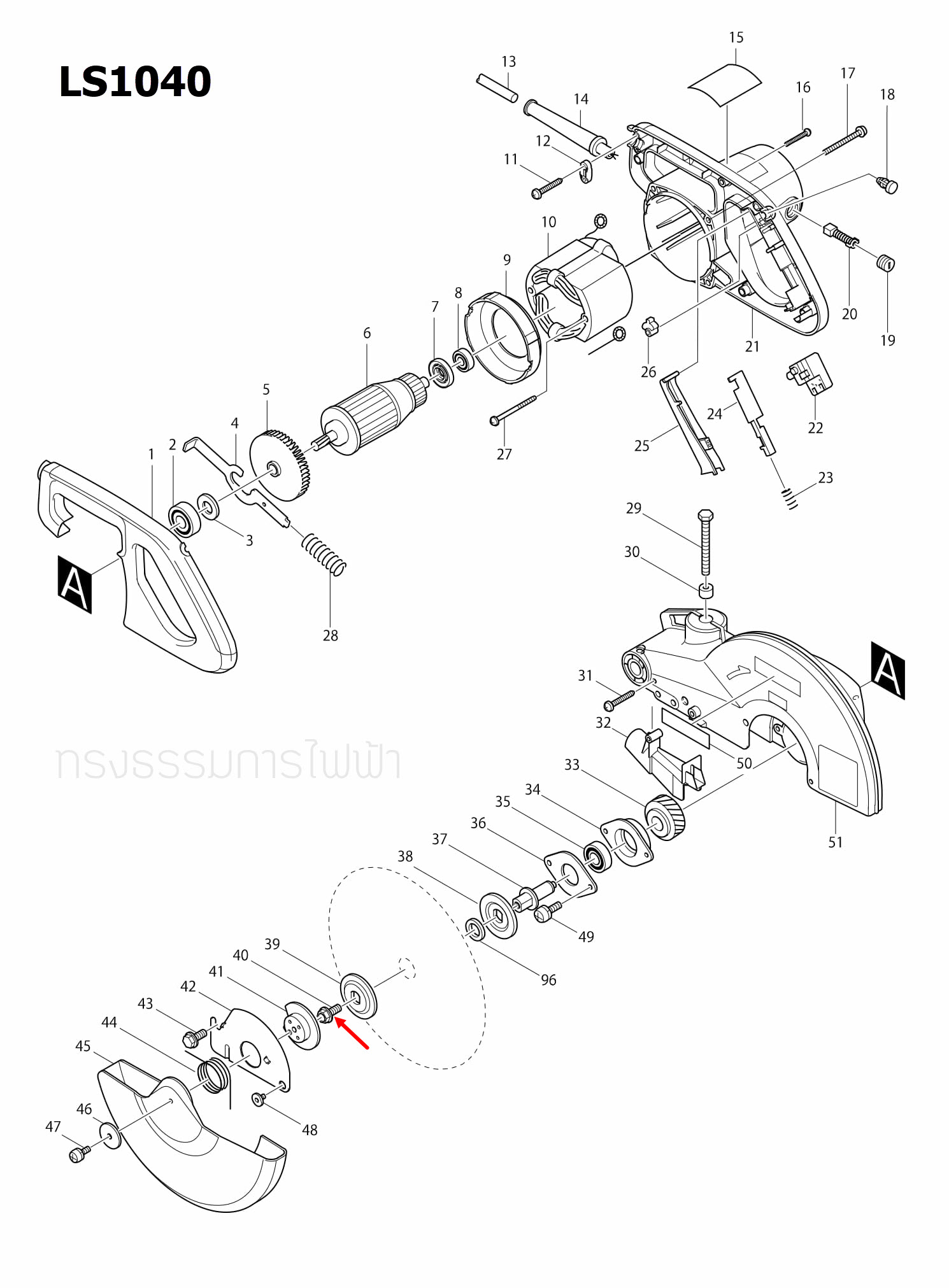 น๊อต M8X20 แท่นตัดองศา Makita มากีต้า LS1040 [#40], LS1440 Pn.265355-2 (แท้) ##