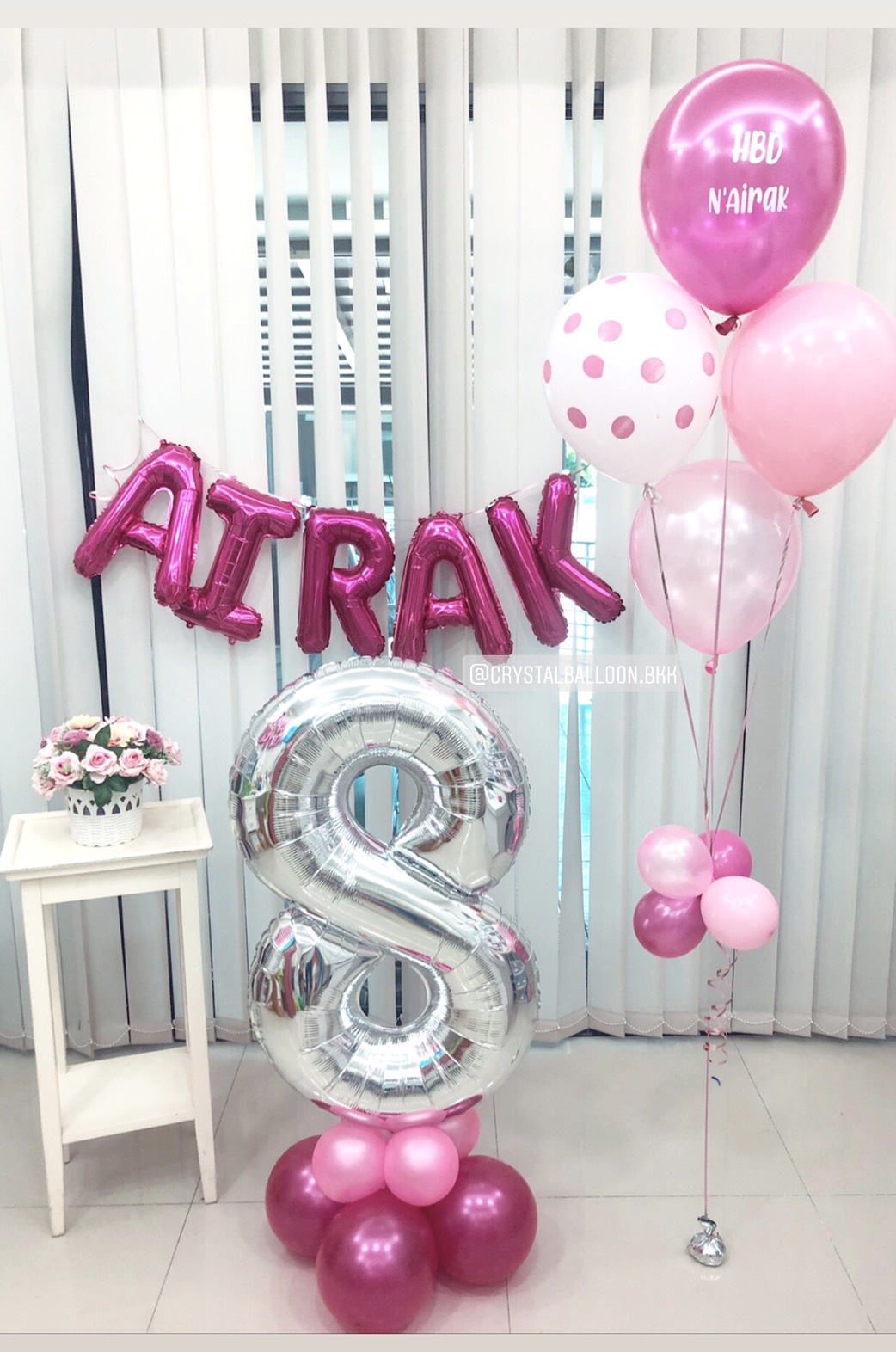ลูกโป่ง วันเกิดเด็ก ฟอยล์ตัวเลข ขนาด 40" ตั้งฐาน 1 ชิ้น พร้อม ช่อลูกโป่ง ช่อ 4 ลูก 1 ช่อ,ลูกโป่งลายจุด พร้อม ฟอยล์ตัวอักษร ขนาด 16" 5 ตัวอักษร พร้อมตกเเต่ง สามารถเปลี่ยนสีลูกโป่ง/เปลี่ยนข้อความ/เปลี่ยนสี-ฟอยล์ตัวเลขได้