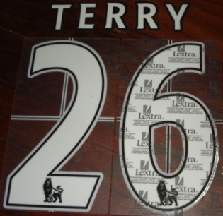 ชุดชื่อและเบอร์ติดเสื้อฟุตบอล #26 เทอร์รี่ สโมสรเชลซี (ชุดเหย้า EPL 2007/13) PLAYER SIZE ใหม่ / #26 TERRY CHELSEA Football Club (Home EPL 2007/13) PLAYER SIZE Name and Number Set NEW