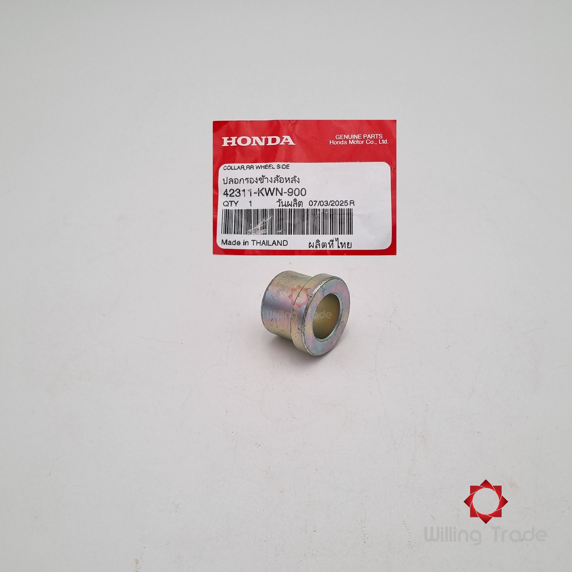 ปลอกรองข้างล้อหลัง (WY0100) HONDA: (42311-KWN-900) CLICK125I ... แพ๊คละ 1 ชิ้น... [แท้ศูนย์ 100%] ... กลุ่มอะไหล่สวิงอาร์ม ... COLLAR, RR. WHEEL SIDE