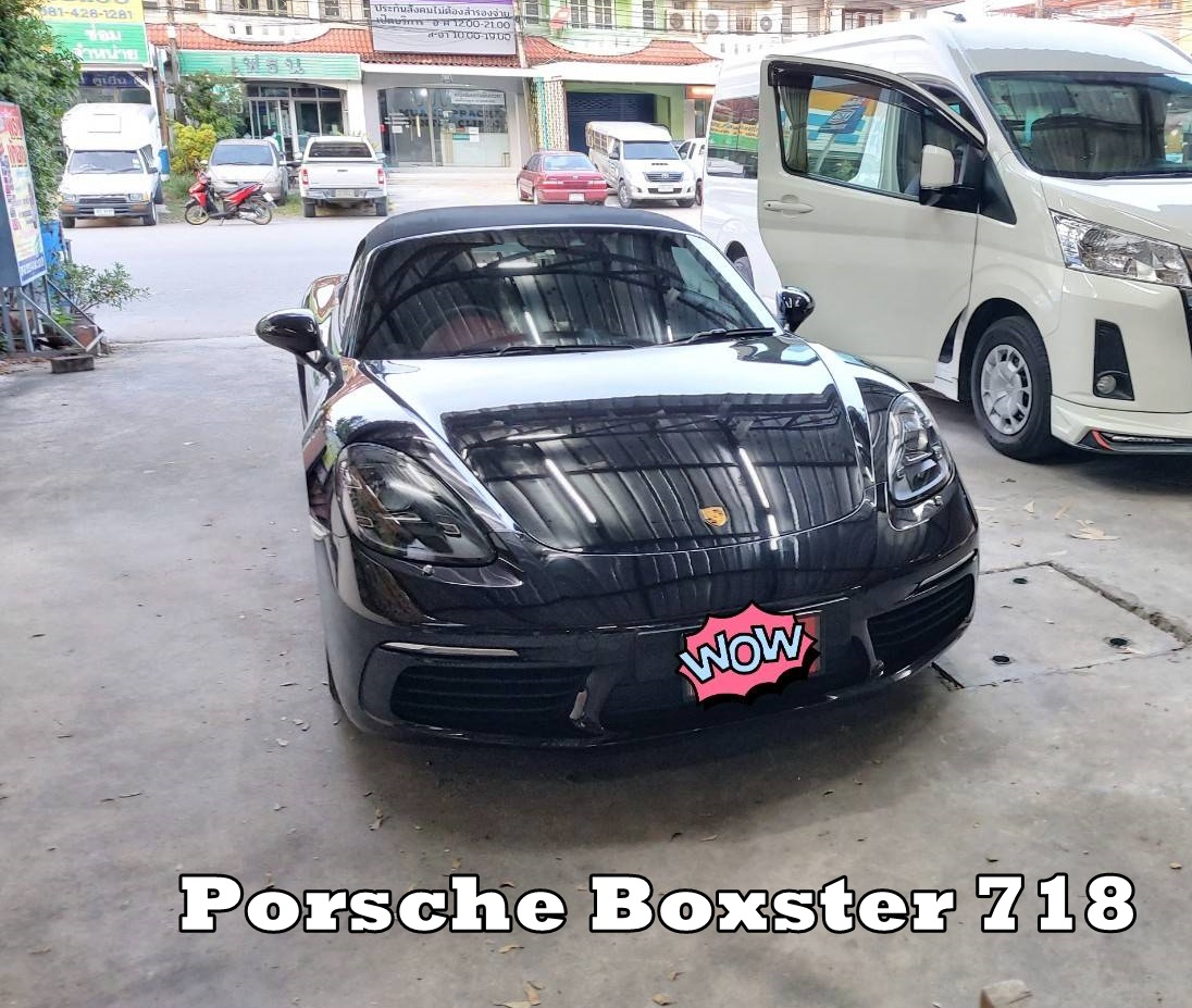 Porsche Boxser 718 ปูพรม7D สีดำด้ายแดง + พรมดักฝุ่นสีเทา เข้ารูป