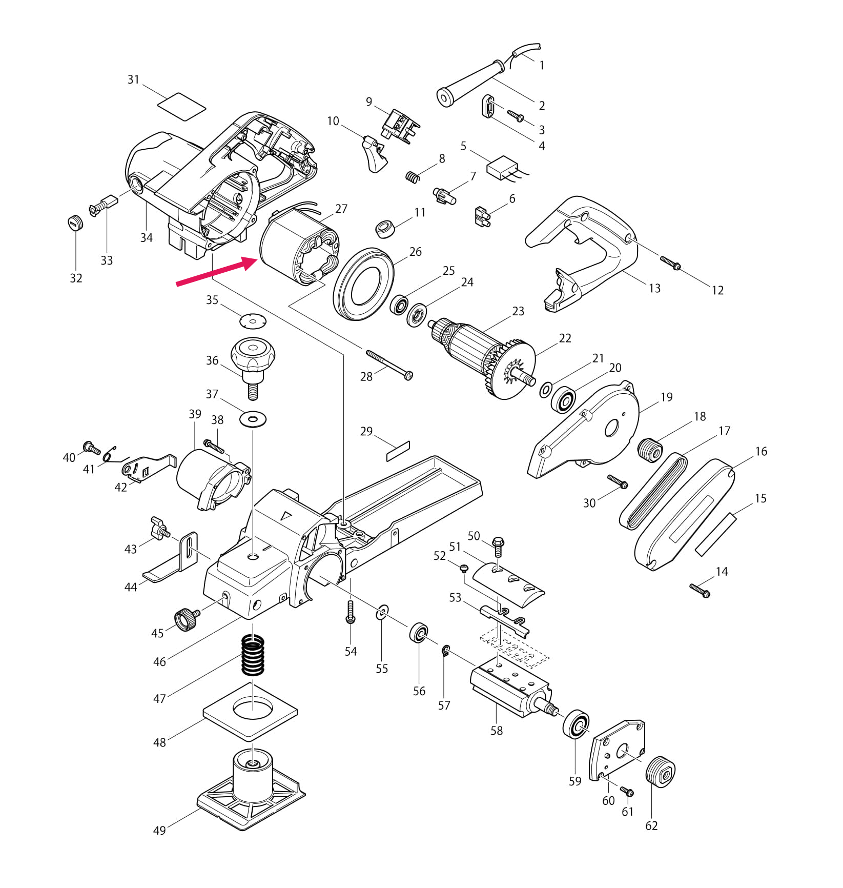 ฟิลคอยล์ กบไฟฟ้า มาคเทค Maktec-Makita MT110, MT110X, MT111, M1100, M1100KX1B (แท้) ##