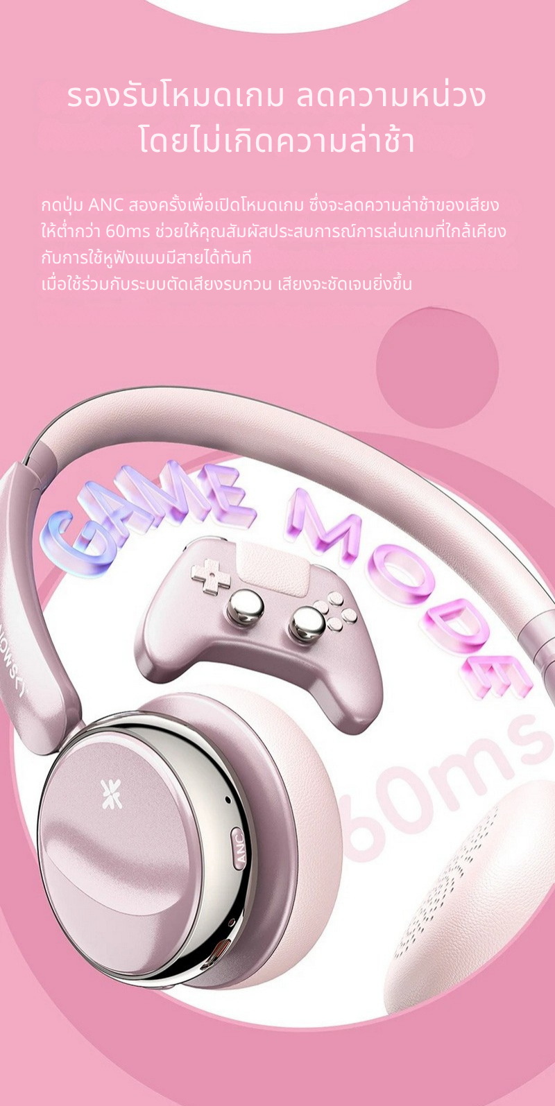 Snowsky ANYTIME หูฟังไร้สายแบบครอบหู รองรับ Bluetooth 5.4, โหมดเกม ประกันศูนย์ไทย
