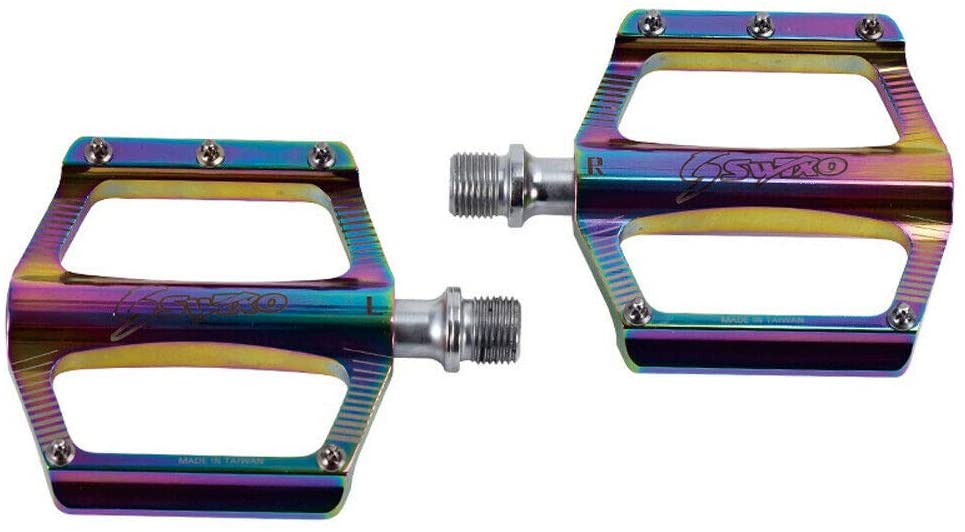 บันไดจักรยานแบริ่งอลูมิเนียม สีรุ้ง SWTXO Pedals Plates MTB, Made in Taiwan