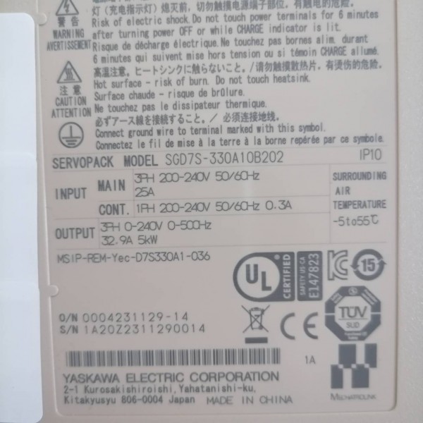 SGD7S-330A10B202 SERVOPACK " YASKAWA "