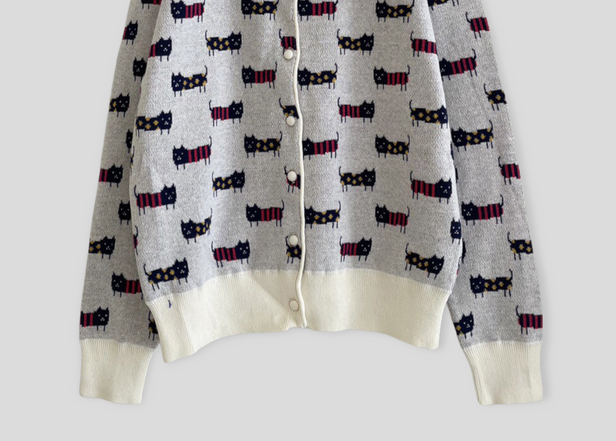 เสื้อคลุมไหมพรมนุ่มลายแมว knit&co