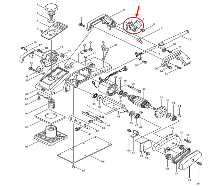 สวิทช์ กบไฟฟ้า Makita 1804N [#7] Pn.651030-0 (แท้) ##(*)