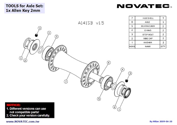 ดุมวีเบรค NOVATEC ดุมหน้า/หลัง V-Brake แบร์ลิ่ง MTB, โม่โครโม, 32H, 36H, สีเงิน f062SB+a141SB
