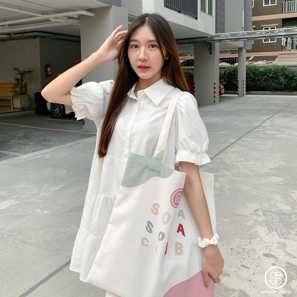 กระเป๋าผ้าแคนวาส พิมพ์ลาย SODA SODA CLUB TBA0011 #SOdABag #SOdAPrintinG #กระเป๋า #กระเป๋าผ้า
