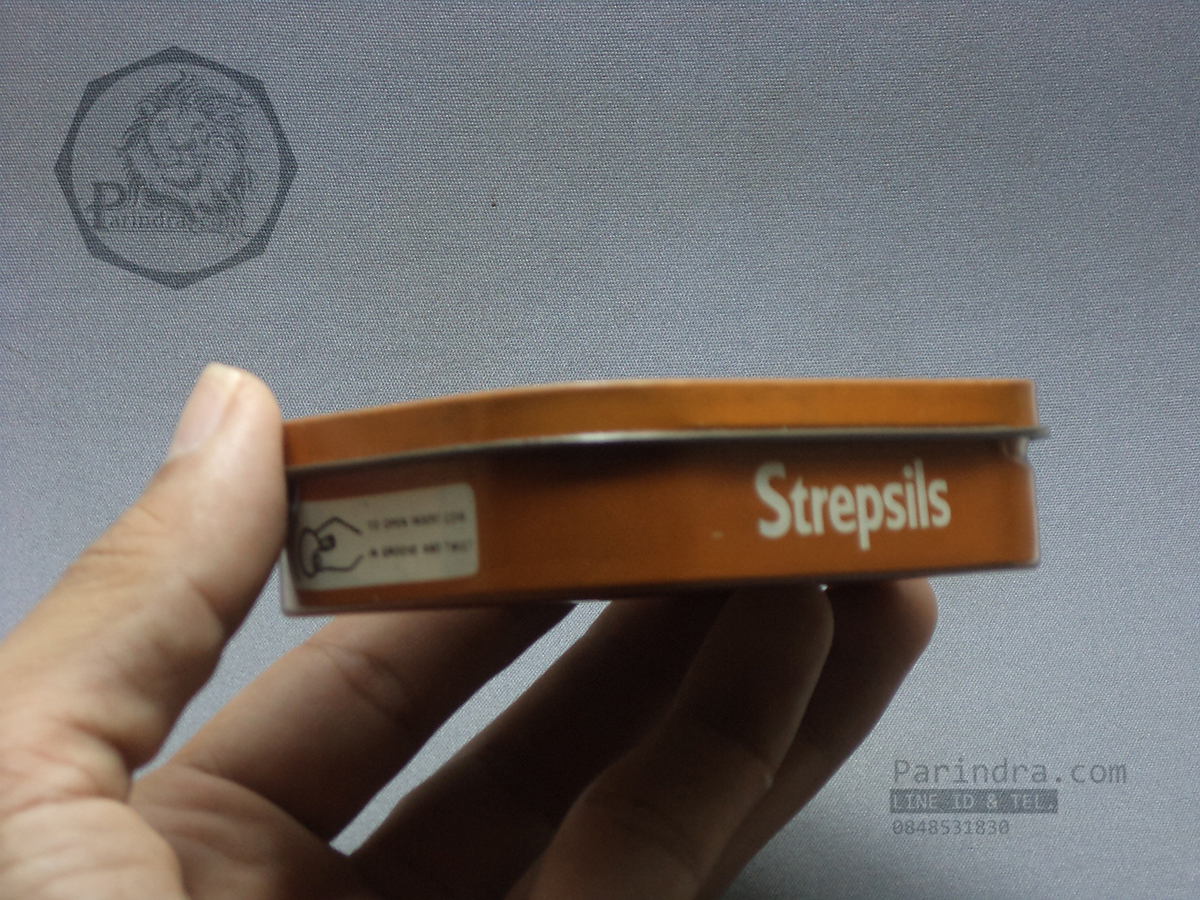 กล่องเหล็ก Strepsils รุ่นเก่า สีน้ำตาลอ่อน ปี 1988 #S445