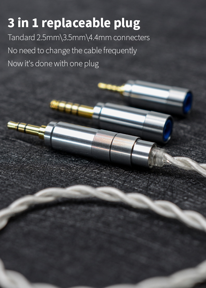 ขาย BGVP F3 สายหูฟัง 6N OCC ชุบเงินถัก ถอดเปลี่ยนหัวแจ๊คได้