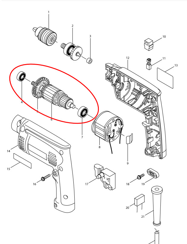 ทุ่น สว่าน Maktec มาคเทค MT651 (แท้) ##