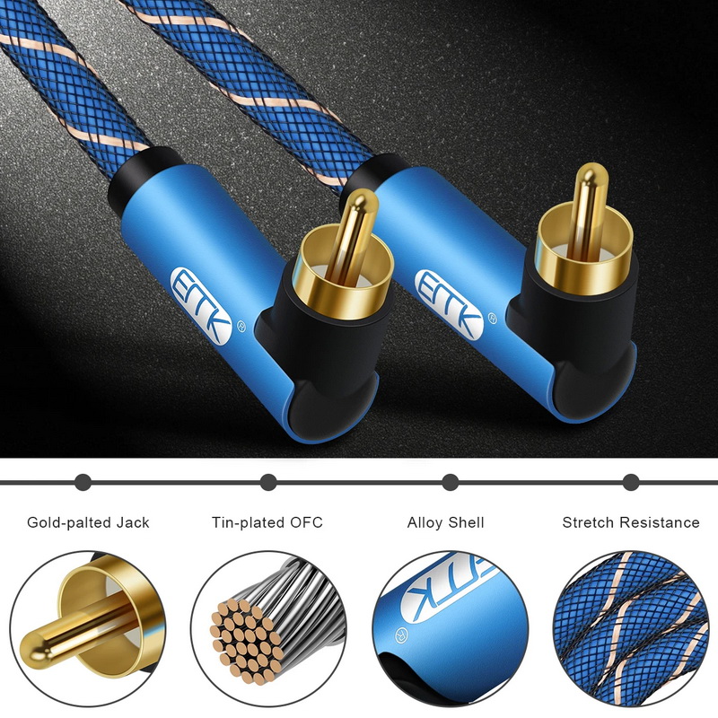 ERTK AngleTwistCoaxialRCA สายสัญญาณเสียงแบบโคแอกเซียล RCA ไปยัง RCA ประกันศูนย์ไทย