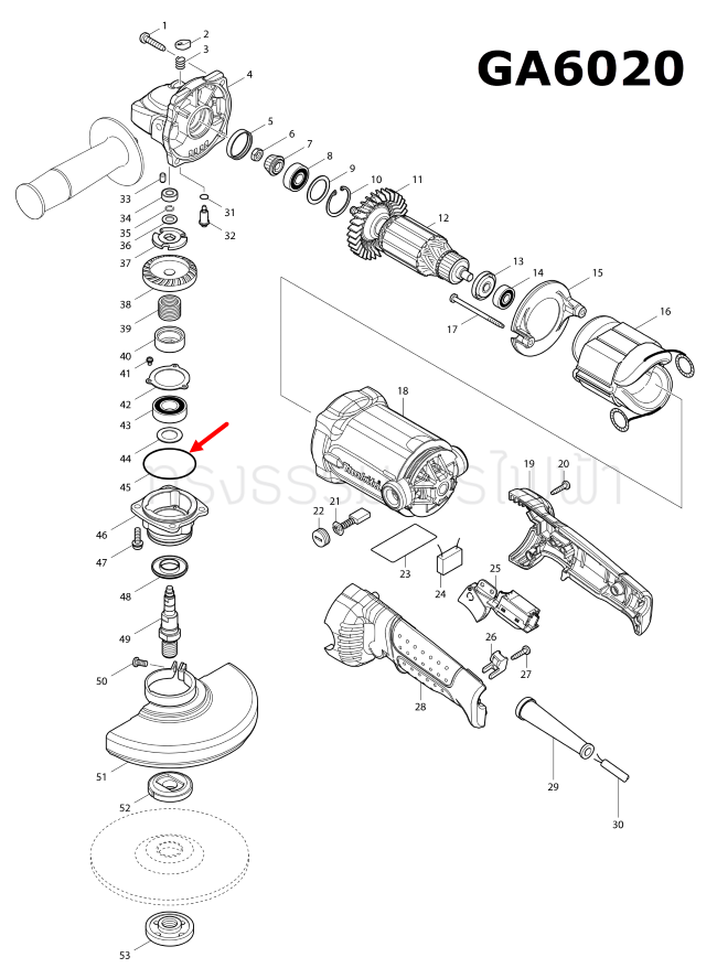 โอริง หินเจียร 5 นิ้ว Makita GA5010, GA5020, GA6020 Pn.213624-5 (แท้) ##(*)