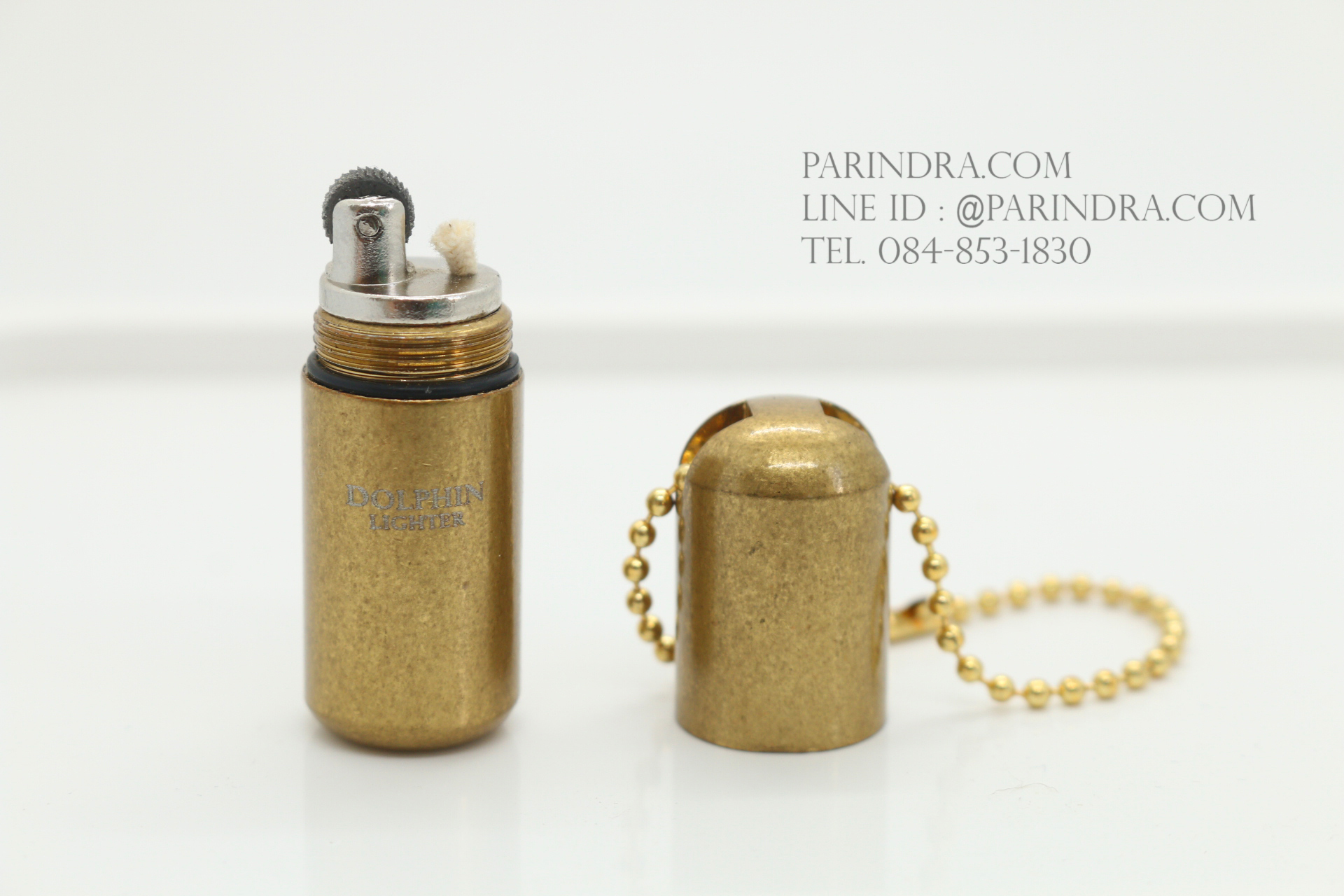 ไฟแช็คน้ำมัน Dolphin แบบแคปซูลกันน้ำ สีทอง สายห้อยสีทอง